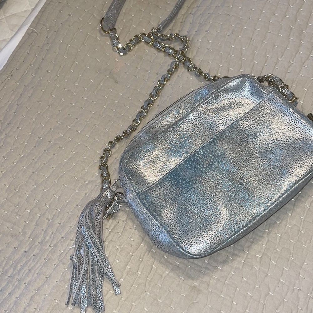 Kelly Wynn Metallic crossbody tassel